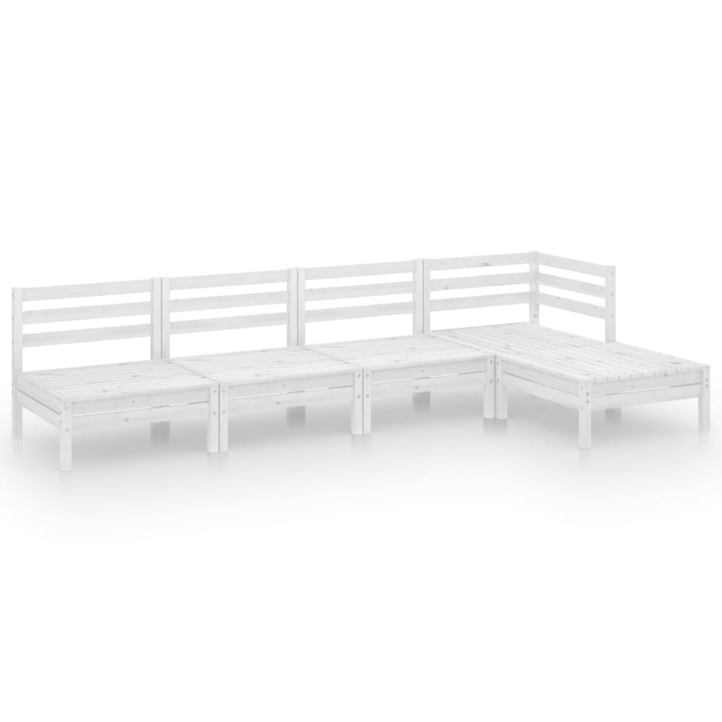 5-tlg. Garten-Lounge-Set Massivholz Kiefer Weiss